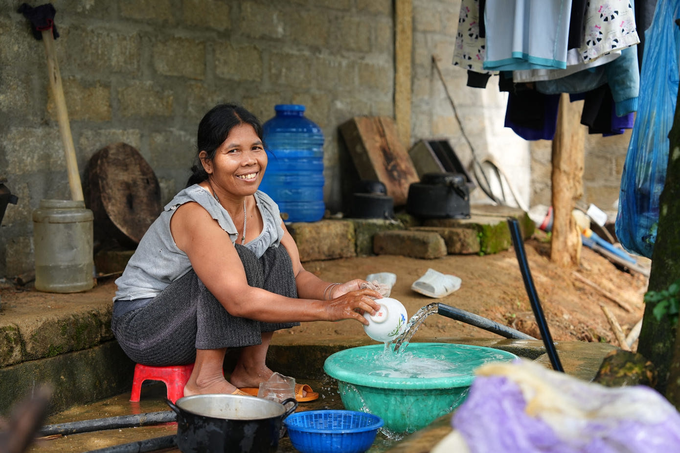 Nguồn nước sạch mang lại sự an tâm cho người dân thôn Kalo.